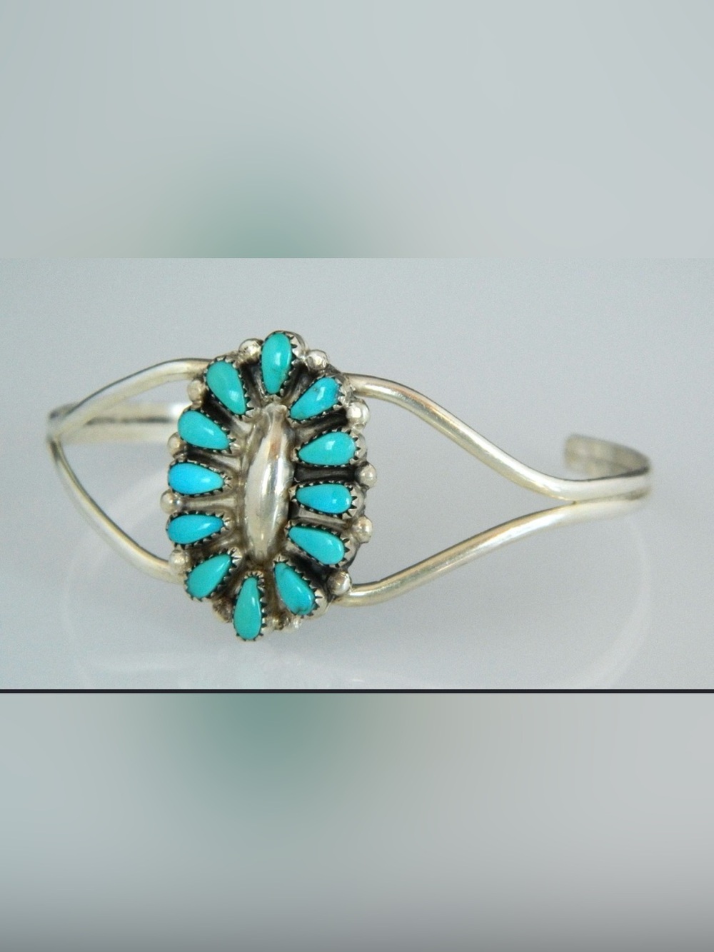 Maryann & Felix Chavez" Turquoise Cuff Bracelet | Sterling Silver | Vintage c.19